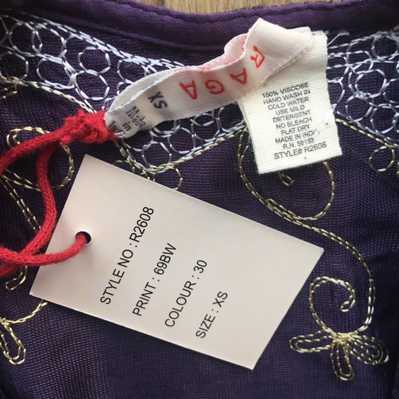 NWT RAGA Leila Embroidered Velvet Kimono w/ Fringe - Picture 8 of 12